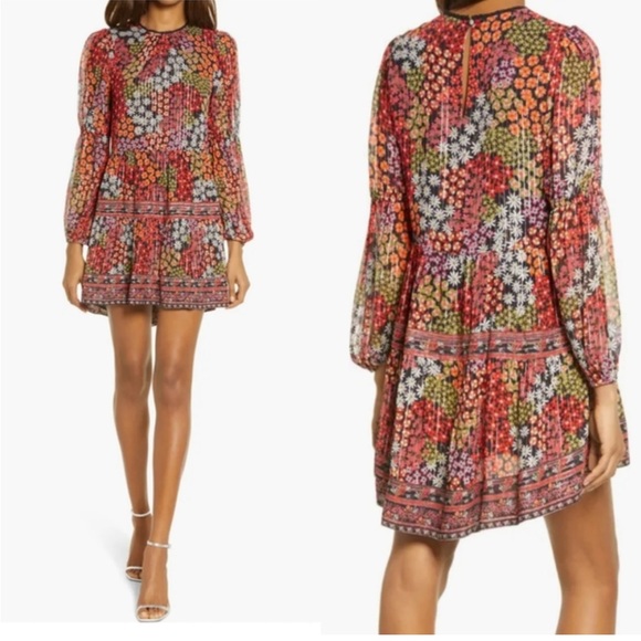 SAYLOR Dresses & Skirts - SAYLOR Talley Floral Print Long Sleeve Minidress In Multi